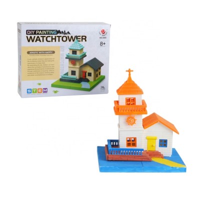 DIY colorful Painting assemble watchtower building kits STEM toys for children Christmas gift