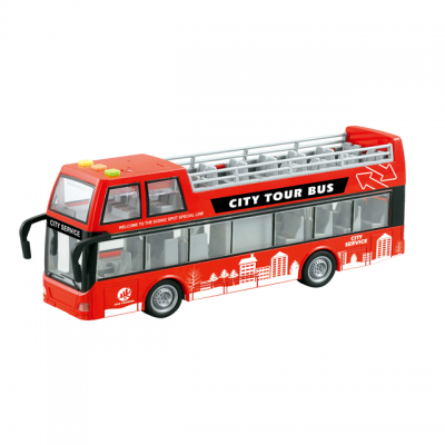 High Quality Open Door B/O Tour Bus Model Friction Bus Toy With Light And Sounds For Kids