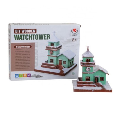 DIY Painting wooden watchtower building block toys for children Christmas gift