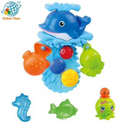 Funny cartoon dolphin modle plastic baby bath toy set summer hot sale