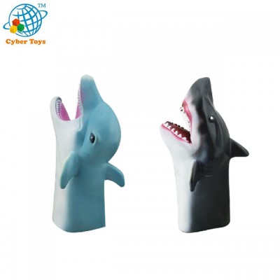 kids pretend Interactive play game ocean hand puppets toy Dolphins sharks two mix