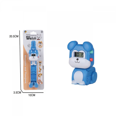 Hot selling plastic deformation educational cartoon electric watch kids toy