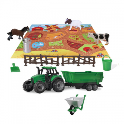 Kids' Pretend Play Farm Toys Set Farmer Tractor Toy with animals