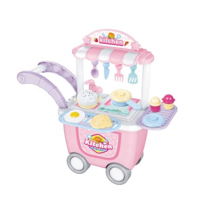 Happy role play set kitchen toys cart with wheels for toddlers