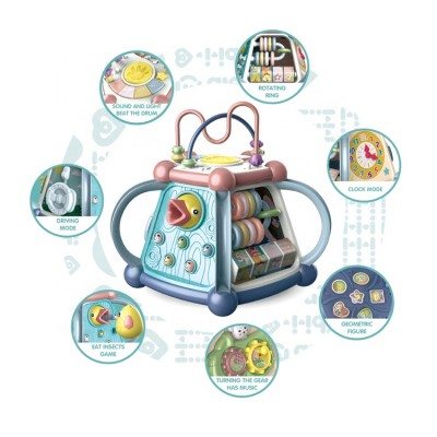 7 in 1 Early education Multifunctional musical interactive kids baby game magic box drum with light sound