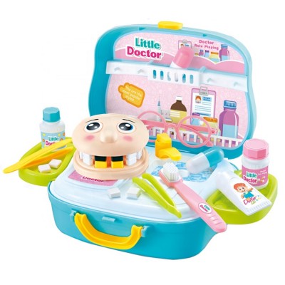 Funny 18 Pieces Doctor role play set dentist kit toys with suitcase