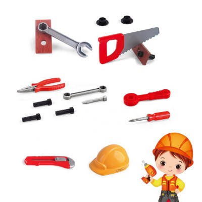 High quality realistic construction tool toy play set toy with tool hat