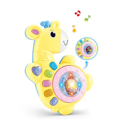 Cartoon giraffe model musical drum toys Educational plastic Hand drum with light